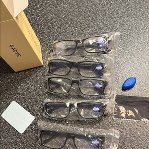 Set of 5  Blue Light Blocking Glasses Set Readers +2.0 Black frames unisex